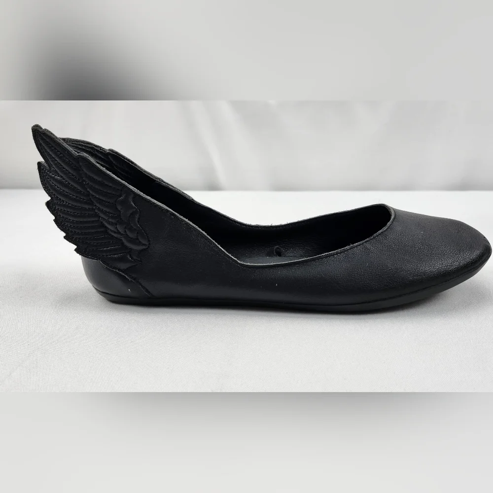 Jeremy Scott x Adidas Winged Ballet Flats Black Leather Size 9 - Picture 8 of 9